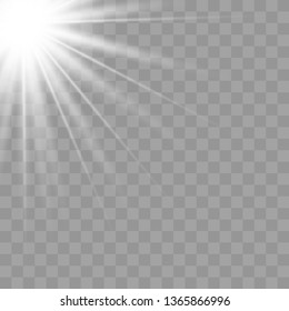 Glowing sunlight isolated on transparent background. Vector eps10