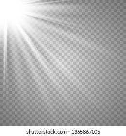 Glowing sunlight isolated on transparent background. Vector eps10