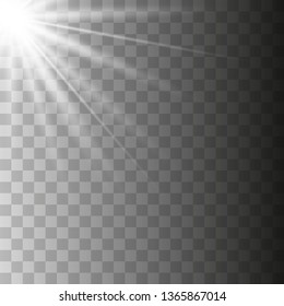 Glowing sunlight isolated on transparent background. Vector eps10