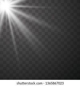 Glowing sunlight isolated on transparent background. Vector eps10