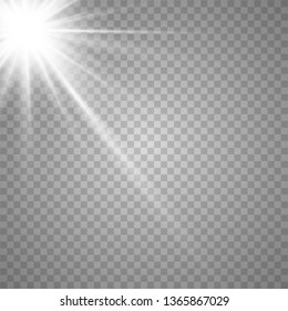 Glowing sunlight isolated on transparent background. Vector eps10