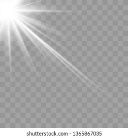 Glowing sunlight isolated on transparent background. Vector eps10