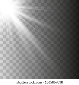 Glowing sunlight isolated on transparent background. Vector eps10