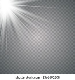 Glowing sunlight isolated on transparent background. Vector eps10