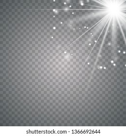 Glowing sunlight isolated on transparent background. Vector eps10