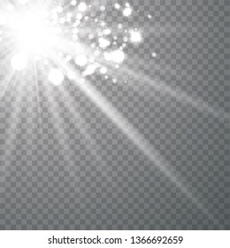 Glowing sunlight isolated on transparent background. Vector eps10