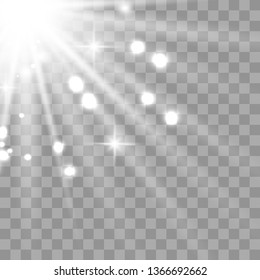 Glowing sunlight isolated on transparent background. Vector eps10