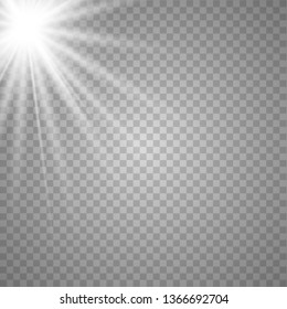 Glowing sunlight isolated on transparent background. Vector eps10