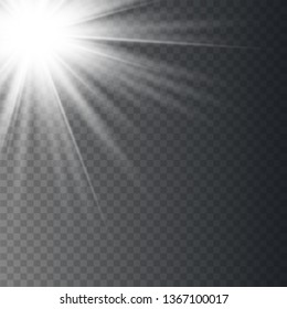 Glowing sunlight isolated on transparent background. Vector eps10