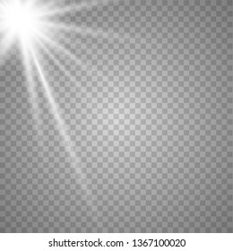 Glowing sunlight isolated on transparent background. Vector eps10