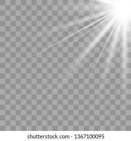 Glowing sunlight isolated on transparent background. Vector eps10