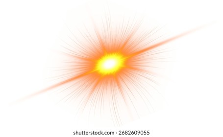 Glowing sunlight, sunshine effect transparent background, glowing spark light effect, sun rays EPS .
