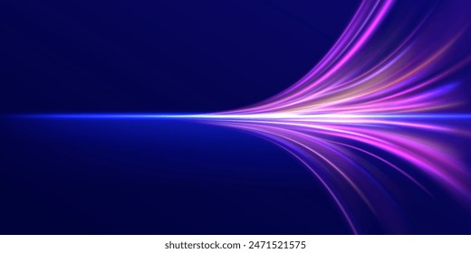 Glowing swirl bokeh effect. speed neon line. Colored shiny sparks of spiral wave. Colorful Light Trails, Long Time Exposure Motion Blur Effect	