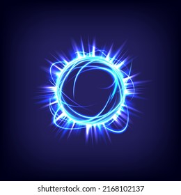 Glowing swirl light effect. Futuristic flame swirl universe trail effect. Magic frame ring. Power energy of circular element. Luminous sci-fi. Shining blue and red neon lights cosmic. Orb soul