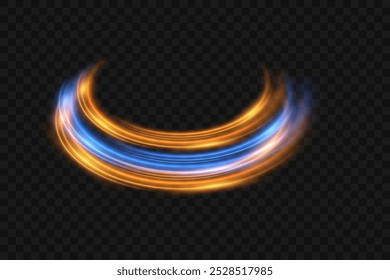 Glowing swirl light. Light neon lines magical effect.