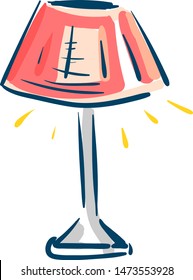 A glowing table lamp in pink color, vector, color drawing or illustration.