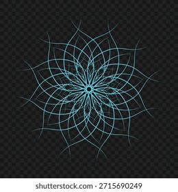Glowing teal spider web on dark background with intricate design