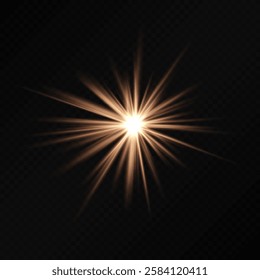 Glowing teal starburst light effect on a dark background. Radiating beams create a luminous flare, symbolizing energy, illumination, and futuristic design. Sci-fi, digital effects, abstract themes