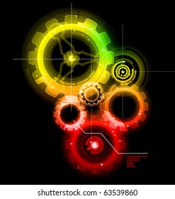 Glowing techno gears