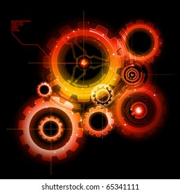 Glowing techno gears