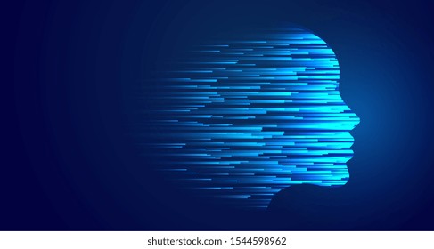 glowing technology blue face artificial intelligence design