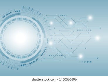 Glowing technology circle and circuit board with abstract background, Hi-tect futuristic communication concept