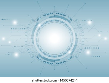 Glowing technology circle and circuit board with abstract background, Hi-tect futuristic communication concept