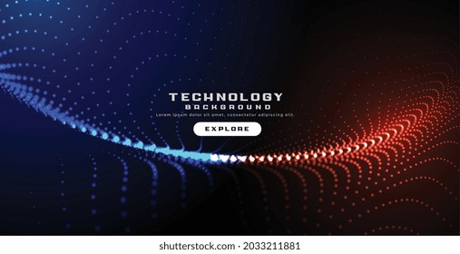 fondo ondulado digital de partículas de tecnología brillante
