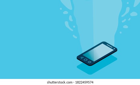Teléfono brillante aislado en un simple fondo. Luz de la pantalla del gadget.