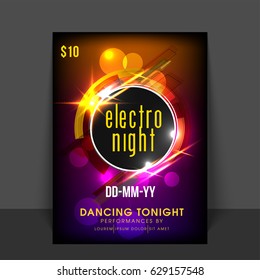 Diseño de plantillas, carteles, volantes o tarjetas de invitación para la celebración de Electro Night, Music Party.