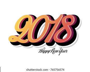 Glowing text 2018 on abstract background.