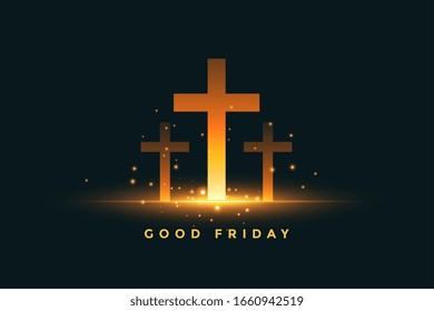 glowing three cross good friday concept background
