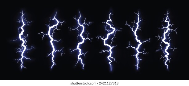 Glowing thunderstorm lightning. Electric discharge of nature's energy.