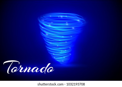 A glowing tornado. Rotating wind. Beautiful wind effect. Isolated on a transparent background. Vector illustration.