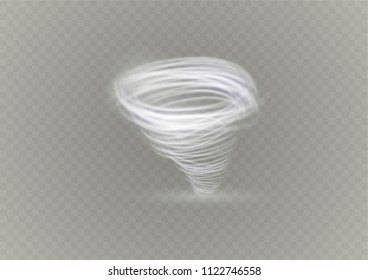 A glowing tornado. Rotating wind. Beautiful wind effect. Isolated on a transparent background. Vector illustration.