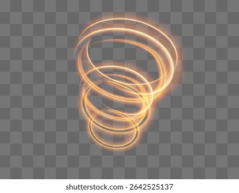 Ein glühender Tornado. Rotierender Wind. Schöner Windeffekt. Einzeln auf transparentem Hintergrund. Vektorgrafik