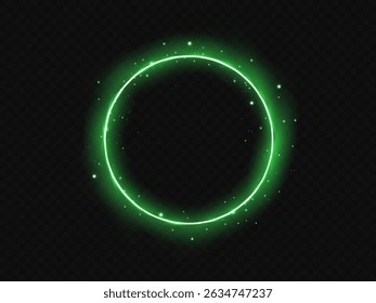 Efecto de rastro brillante sobre fondo transparente. Círculo mágico moderno con runas. Portal de fuego. Elementos de decoración para un doctor mágico, chamán, Mediano.