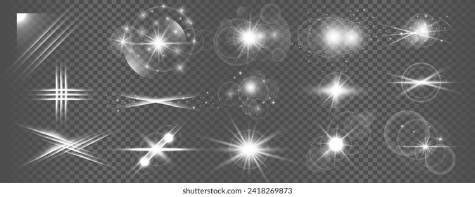 glowing transparent burst rays background in set vector