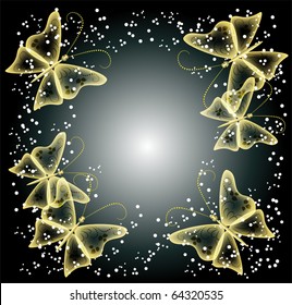 Glowing transparent butterflies