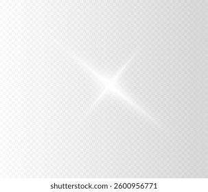 Glowing transparent light bursts with sparkles. Glow light effect overlay, glitter, lens flare, explosion, sun flash, spark and star. Abstract image of flare light and white stars. Vector illustration