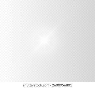 Glowing transparent light bursts with sparkles. Glow light effect overlay, glitter, lens flare, explosion, sun flash, spark and star. Abstract image of flare light and white stars. Vector illustration