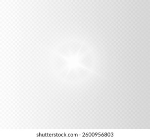 Glowing transparent light bursts with sparkles. Glow light effect overlay, glitter, lens flare, explosion, sun flash, spark and star. Abstract image of flare light and white stars. Vector illustration