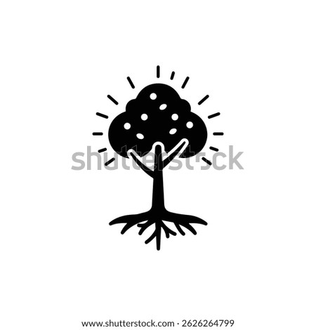 Glowing Tree with Roots Representing Rooted Growth and Manifestation