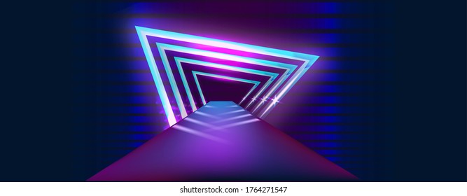 Glowing Triangle on Transparent Background. Electric sign. Vector Illustration.