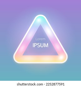 Glowing Triangle Shape LED Lamp RGB Color Icon. Vector Frame with Copy Space.
