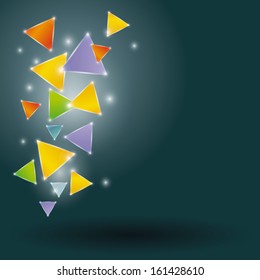 Glowing triangles on a black background