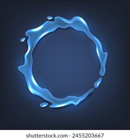 Glowing and Turbulent Blue Liquid, Vector Illustration
