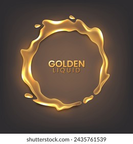 Glowing and Turbulent Golden Liquid, Vector Illustration