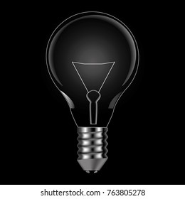 glowing and turned off electric light bulb, vector illustration.