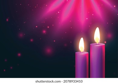 glowing two candles advent background